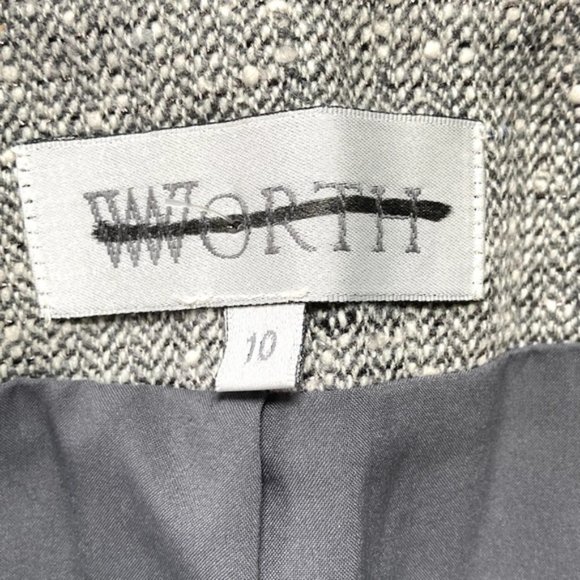 Worth Blazer Coat Size 10 Grey Herringbone - Picture 16 of 16